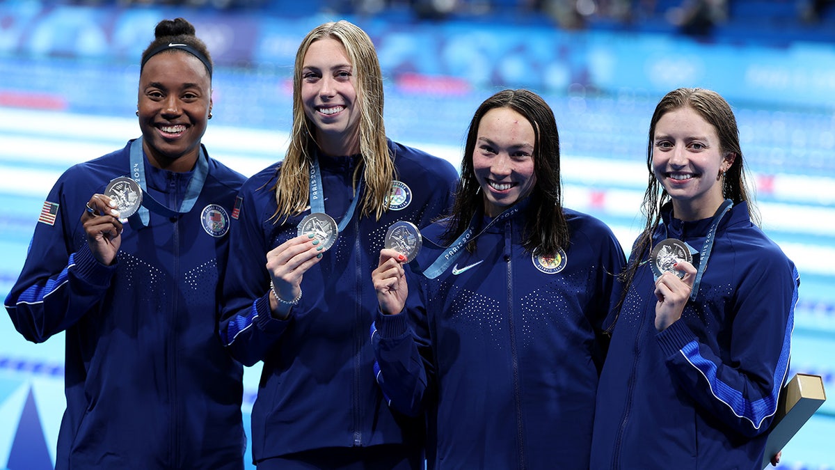 US can’t catch Australia, but edges China to win silver in women’s 4×100-meter freestyle relay