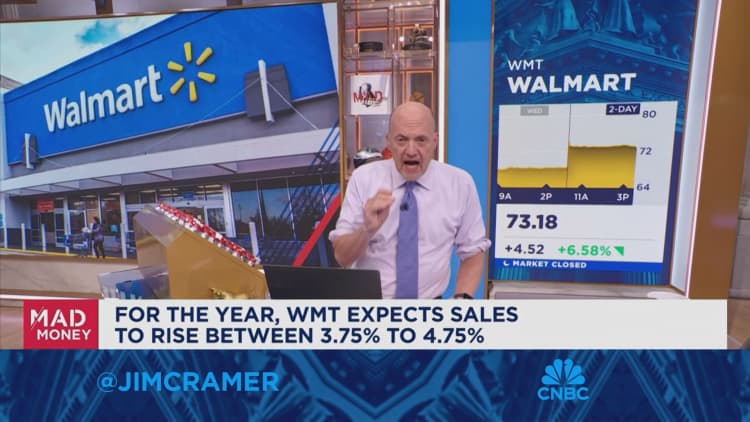 Cramer says Walmart’s big quarter may not represent the consumer